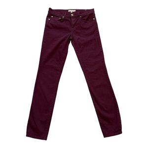 Tory Burch Burgundy Super Skinny Jeans! Size 28! Gold Tory Burch Emblems!